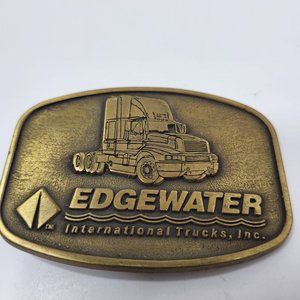 Vintage Edgewater International Truckers Belt‎ Buckle Big Rig Tractor Trailer